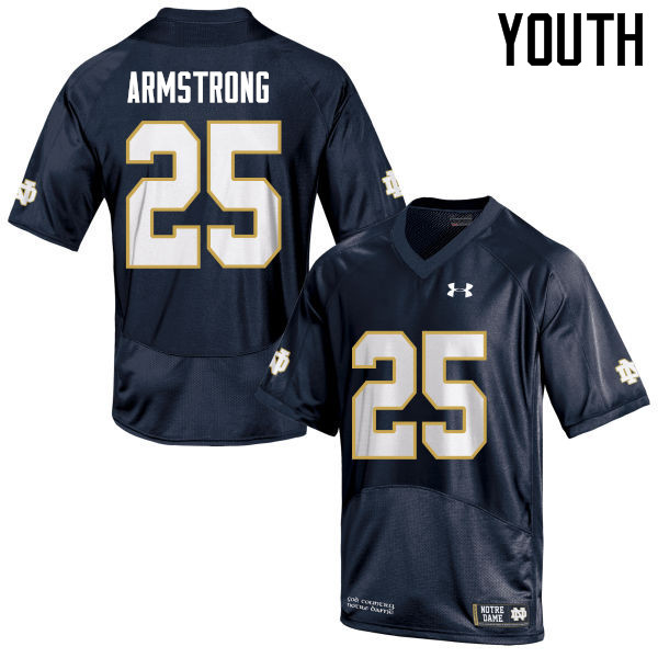 Youth #25 Jafar Armstrong Notre Dame Fighting Irish College Football Jerseys Sale-Navy